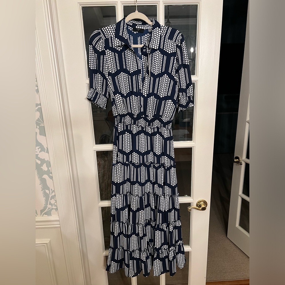 NWT T Tahari Printed Tiered Midi Dress - size M - Picture 8 of 12